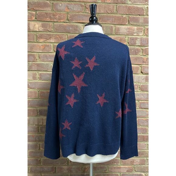 Zadig & Voltaire Cashmere Navy & Burgundy Star Sweater NWT Size XS - Picture 4 of 7